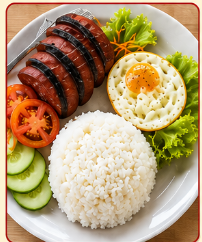 Egg, Chorizo and Plain Rice